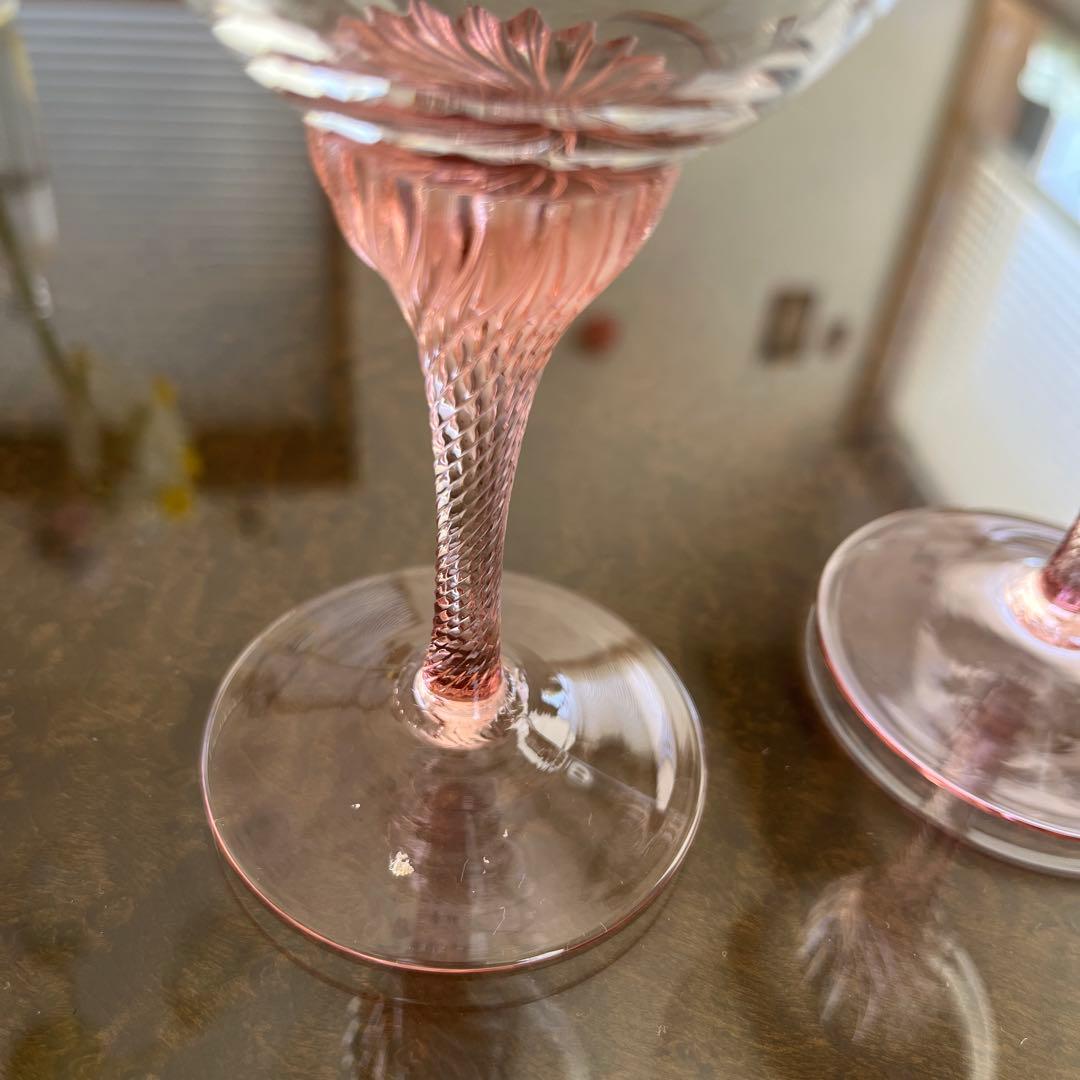 ワイングラス 2個セット薄ピンク - メルカリ