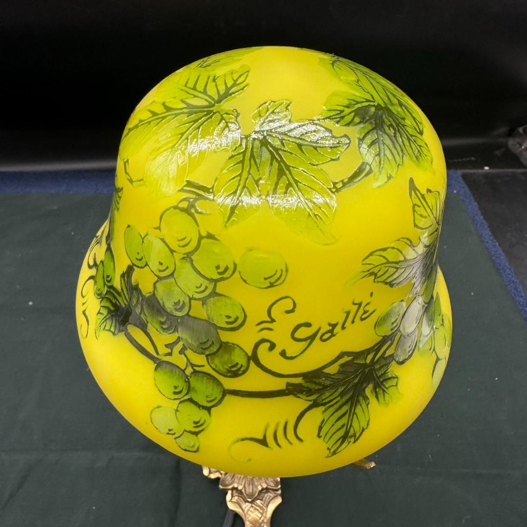 エミールガレ 真鍮台座 ランプ 1灯照明 カメオ彫り 被せガラス 高さ