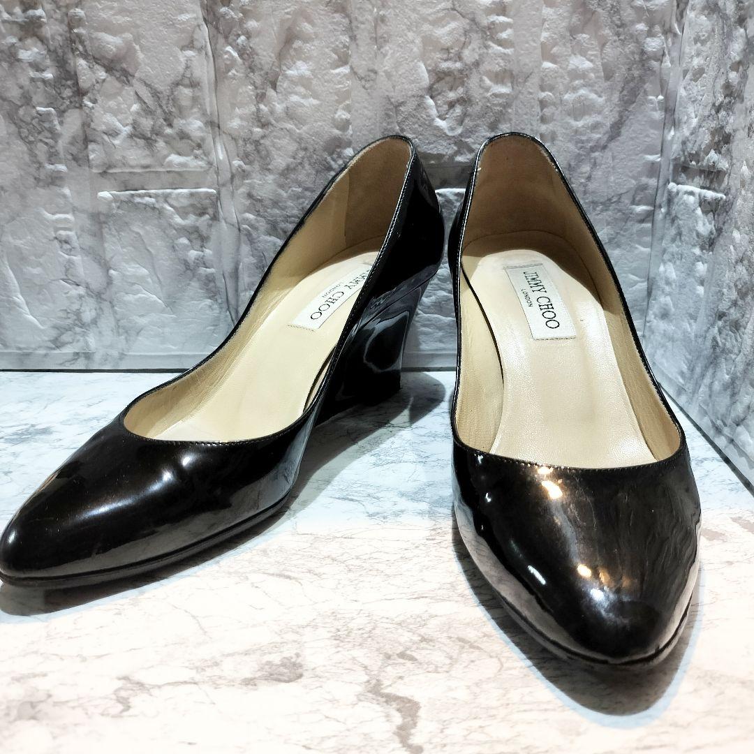 ジミーチュウ パテントレザー パンプス ウェッジソール サイズ38