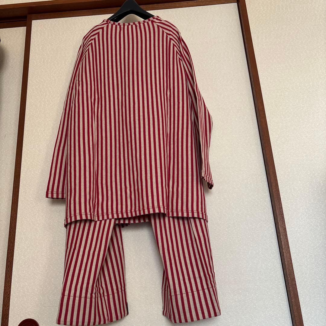 新品 Atsuko Matano 赤ベージュストライプパジャマ