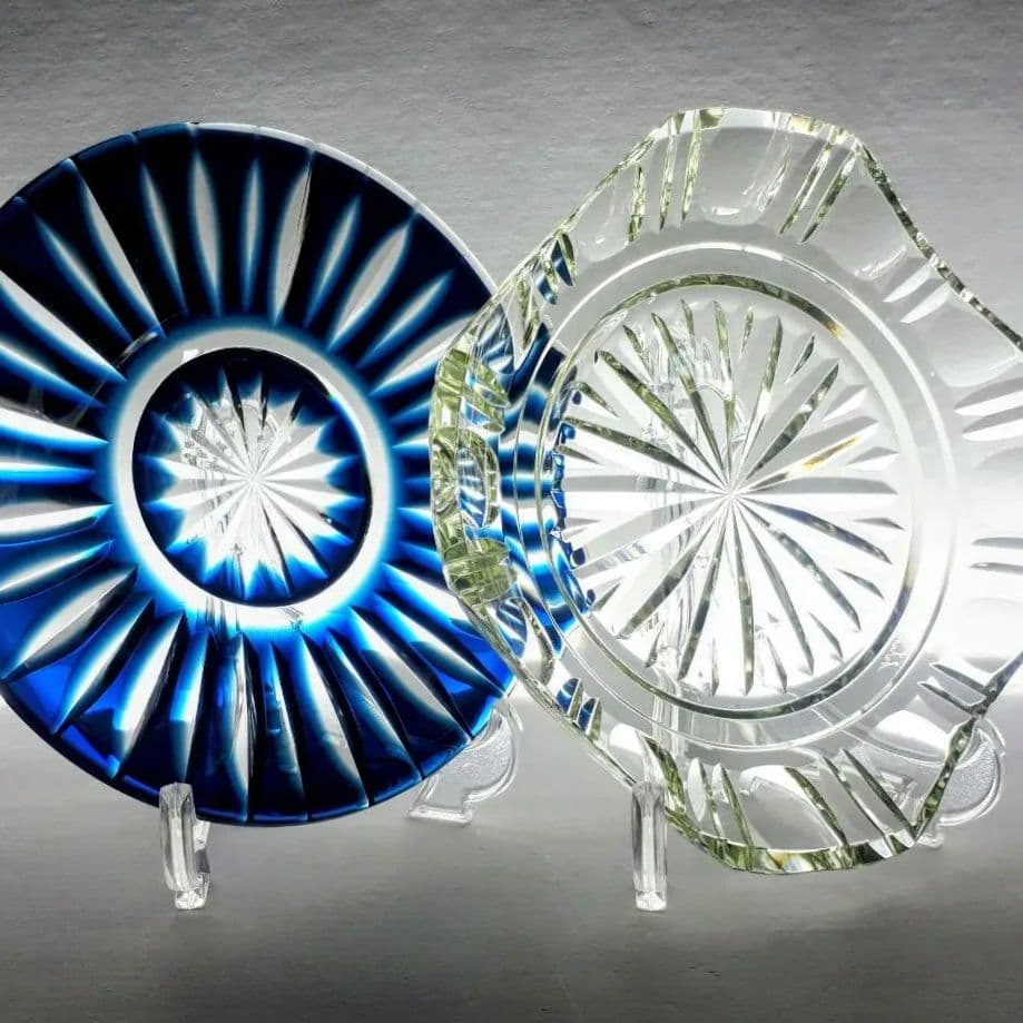 薩摩切子 藍色被せ皿・古式角皿 セット 【 薩摩びーどろ工芸 】 - メルカリ