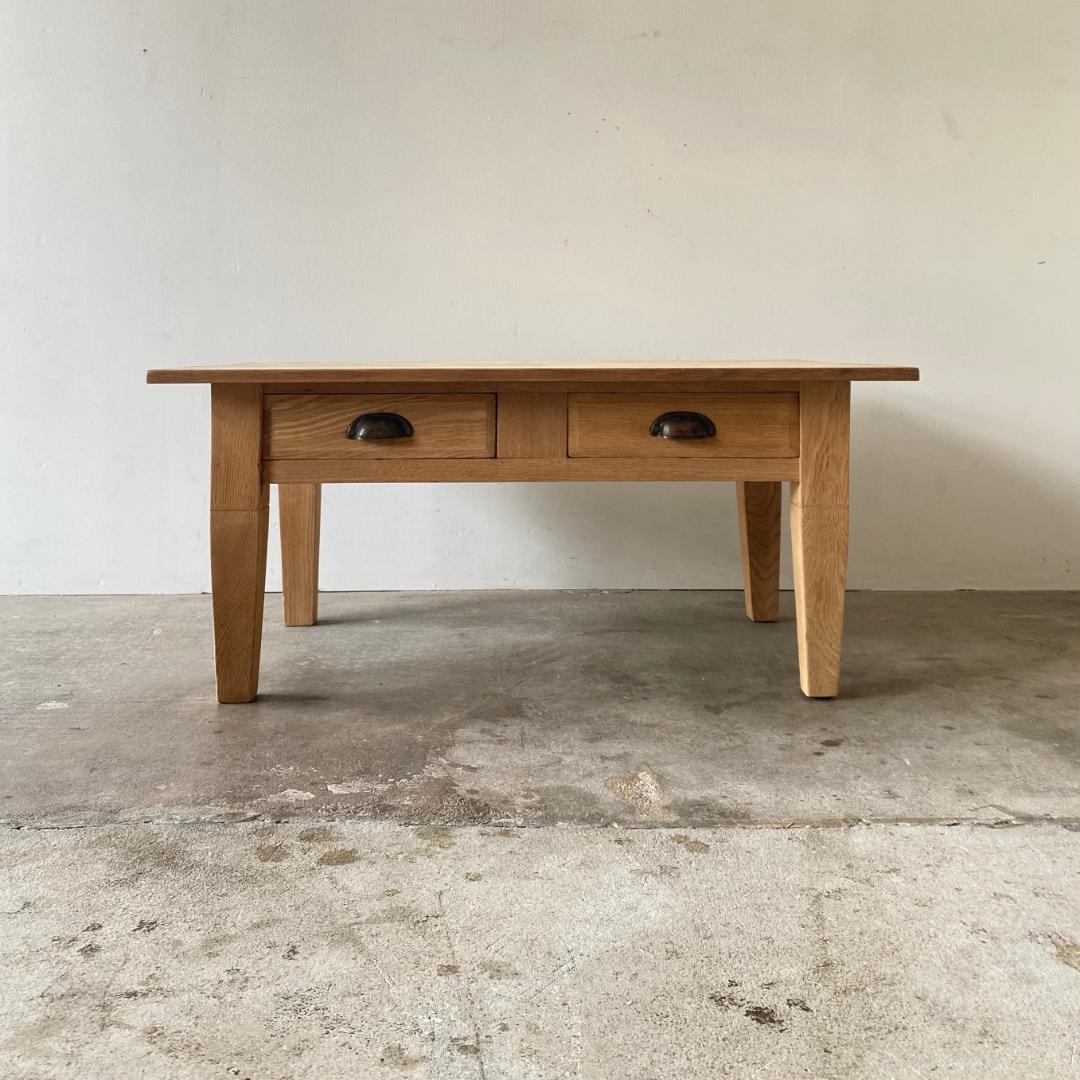 楢材　小テーブル　文机　古家具　アンティーク アンティーク 無塗装 引き出し付き 木製 文机 古家具 ラワン材 | RENOKA