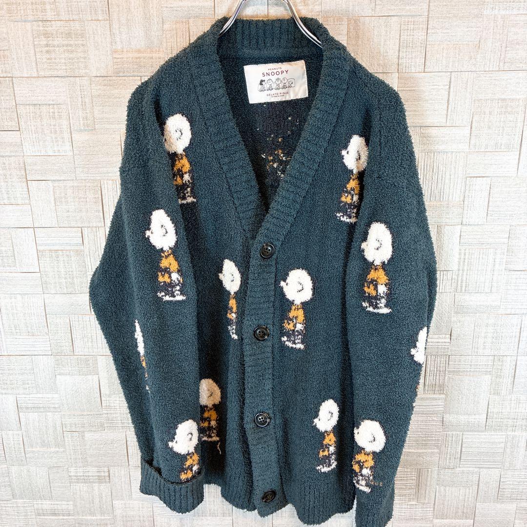 ジェラートピケ × PEANUTS コラボカーディガン チャーリーブラウン総柄