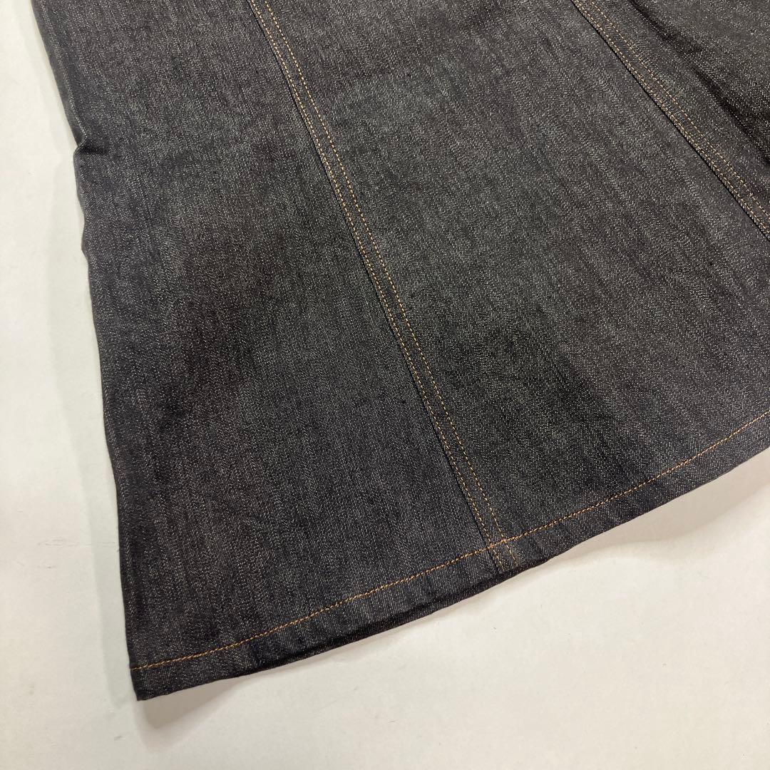 新品未使用】ピンクハウス いちご刺繍使い ストレッチ黒デニムスカート