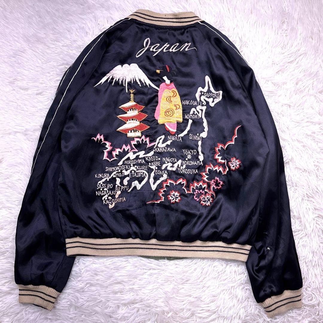 テーラー東洋 スカジャン リバーシブル 舞妓 日本地図 鷹 富士山 M