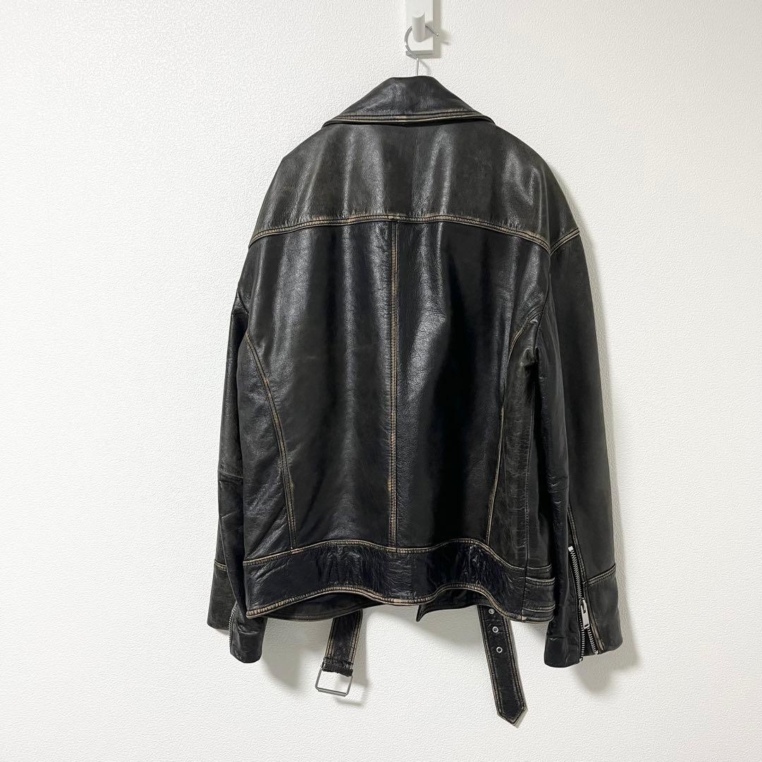 ZARA】ヴィンテージ加工 本革 ダブル レザージャケット - メルカリ