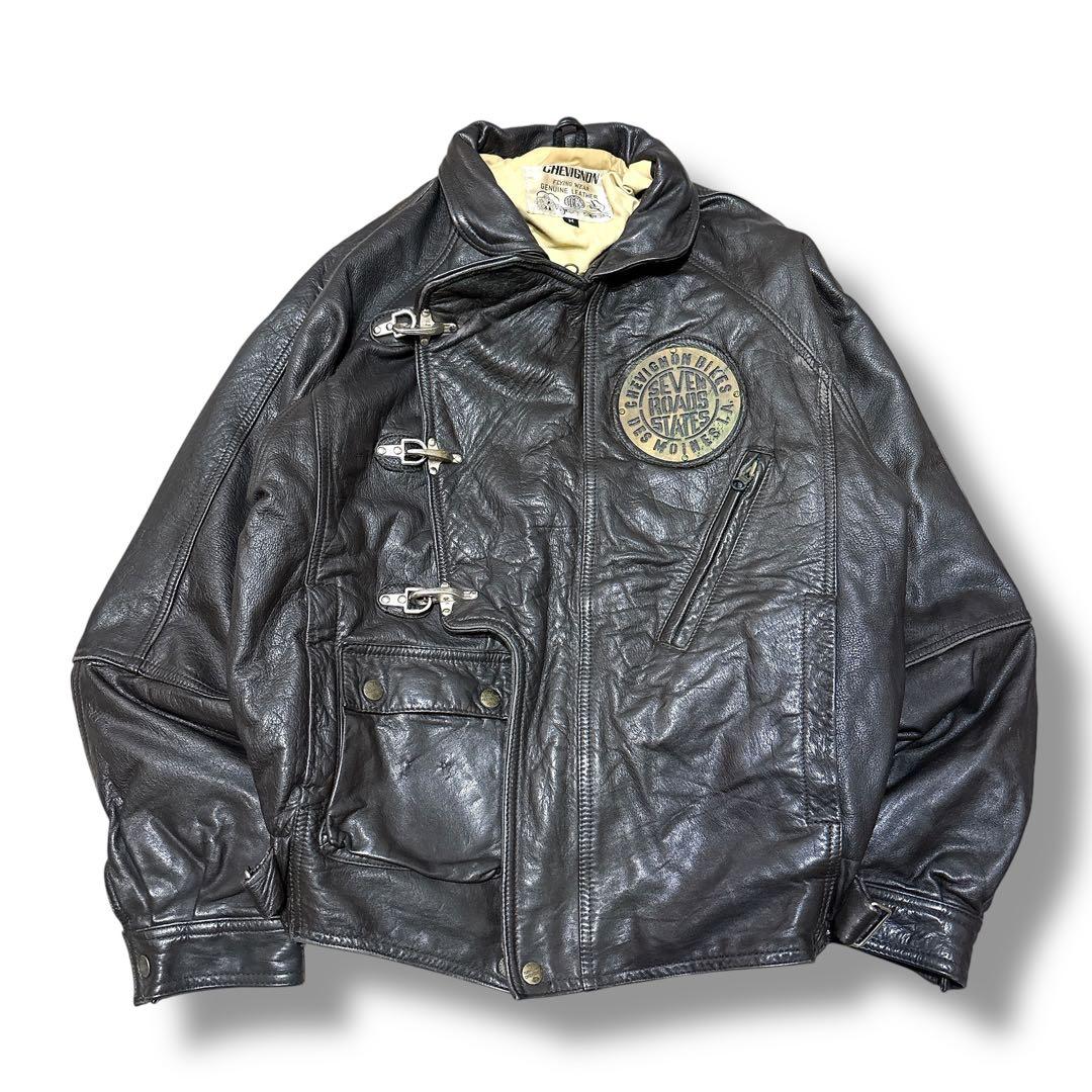 80s CHEVIGNON ファイヤーマン レザージャケット ヴィンテージ 短丈