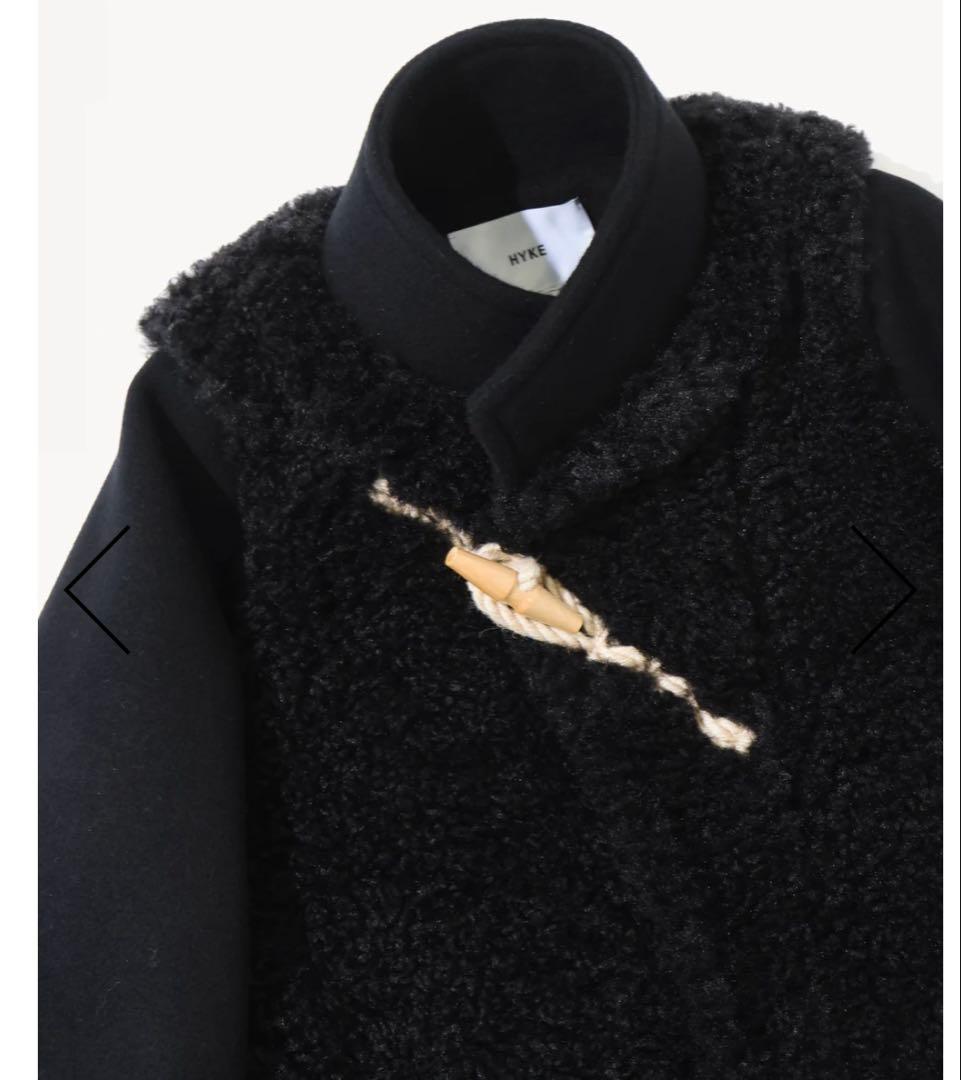 HYKE ハイク25AW ダブルフェイスボアダッフルジャケット黒 - メルカリ