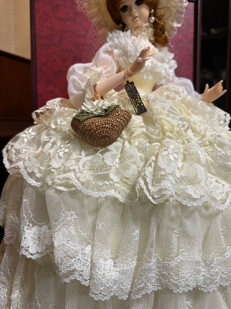 希少・特大　昭和レトロ スキヨ人形 フランス人形 リボン印 ウエディング　白