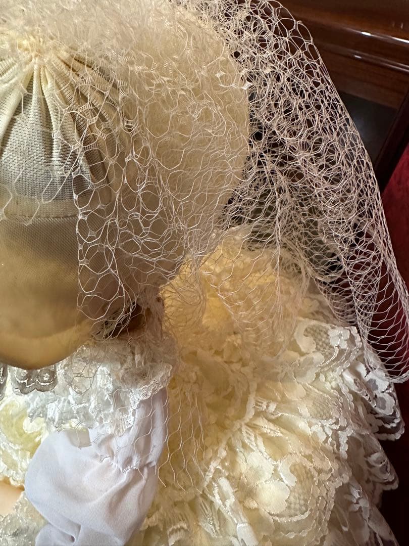 希少・特大　昭和レトロ スキヨ人形 フランス人形 リボン印 ウエディング　白