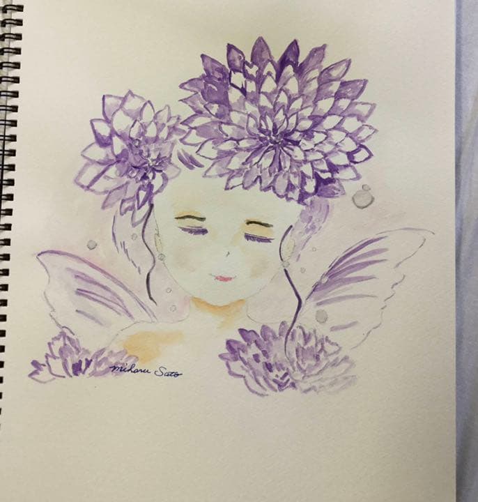 癒しの絵 水彩画 エンジェル