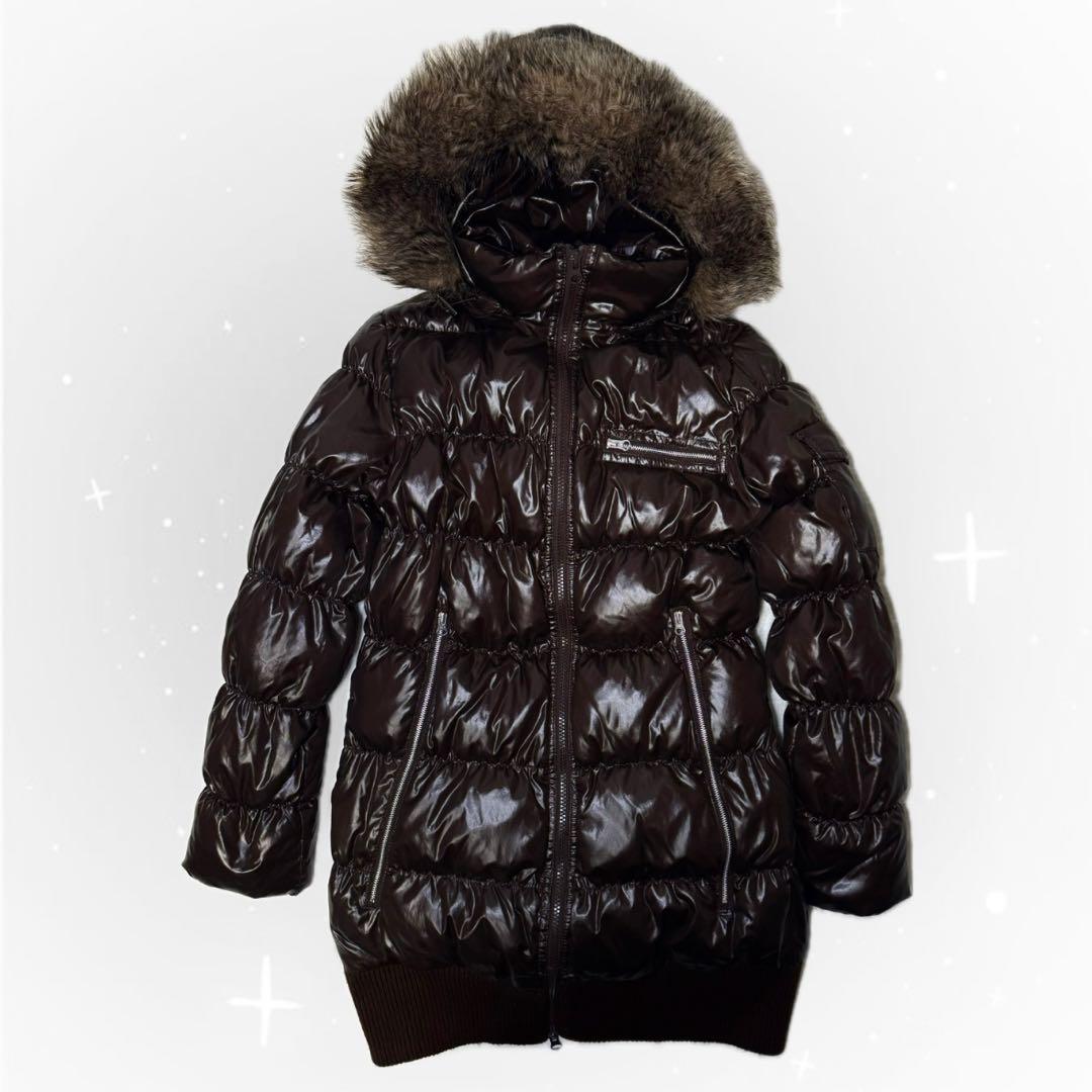 GAP ダウンコート ファー ダブルジップ 光沢 平成ギャル y2k - メルカリ