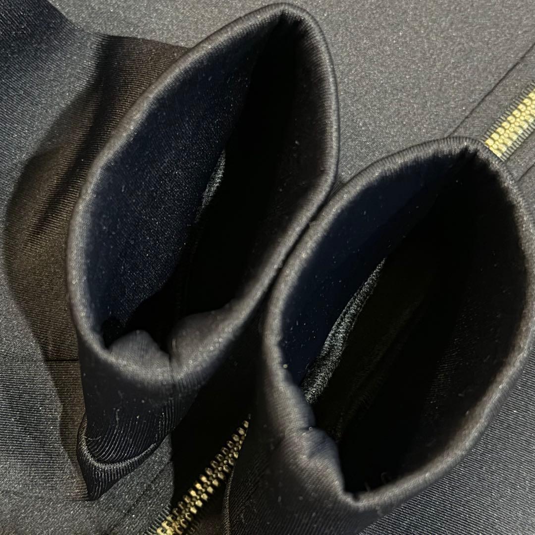 ムータマリン ボンディングパーカー ワッペン 2way ファー フード 紺 M