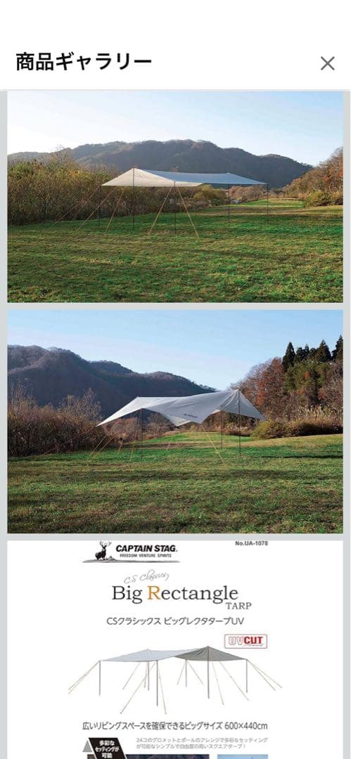 CAPTAIN STAG タープ UA-107B 600x440cm - メルカリ