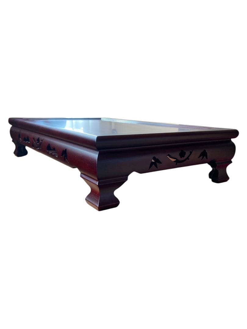 唐木花台・飾り台　松竹梅彫　紫檀　木製