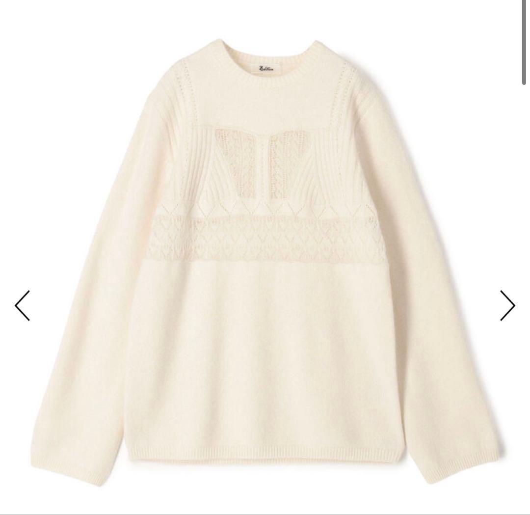 Edition パッチワークレース クルーネックニット　ホワイト Edition パッチワークレース クルーネックニット ホワイト - メルカリ