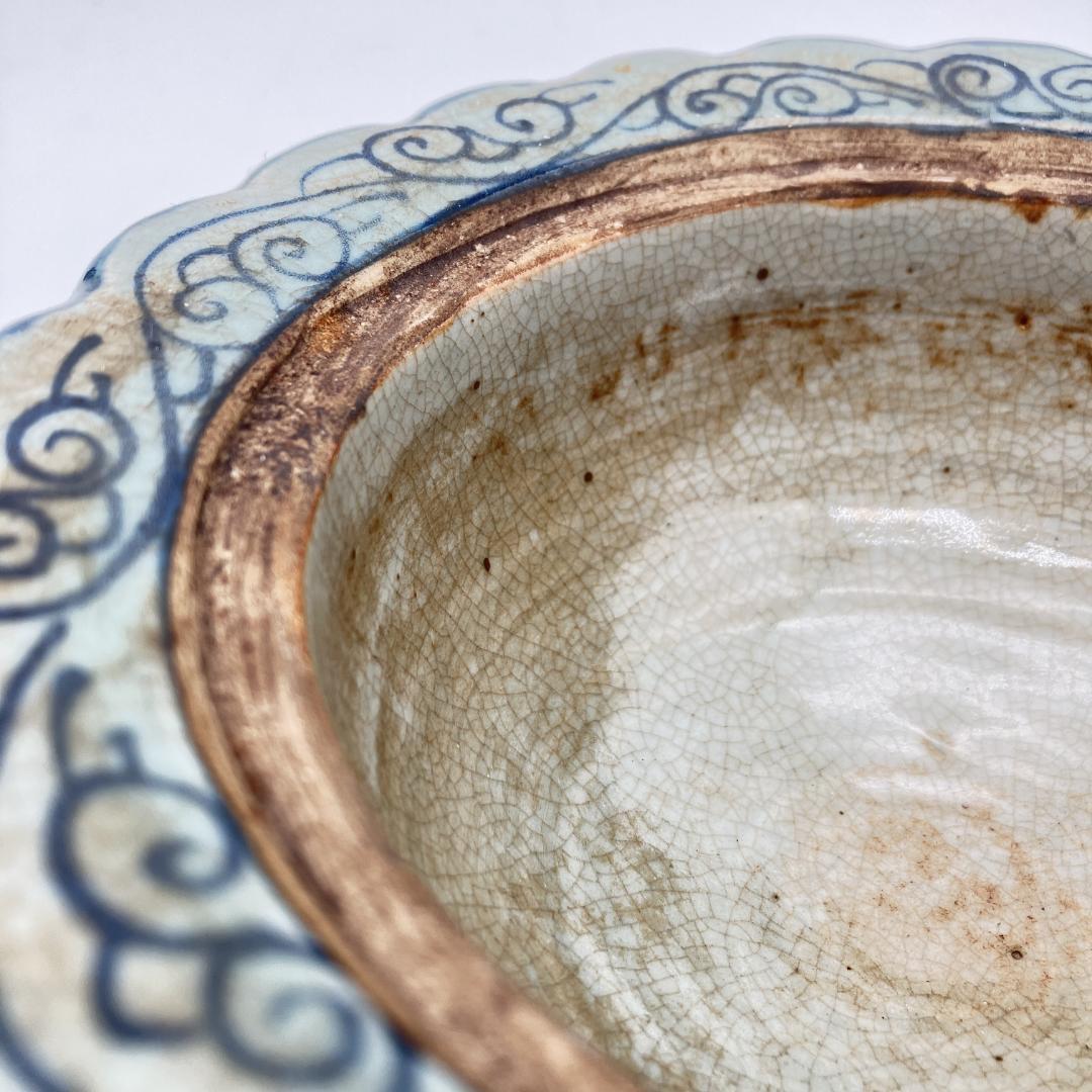 中国美術 元時代 青花唐草釉裏紅蓋物 大元国至正八年 中国古陶磁