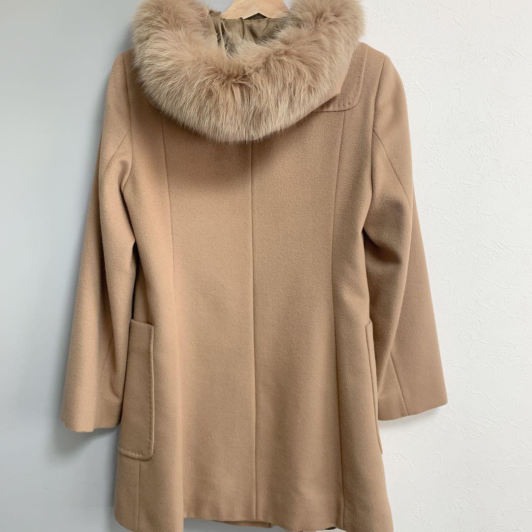 正規品 MAXMARA STUDIO フォックスファーフード付ウールコート 38