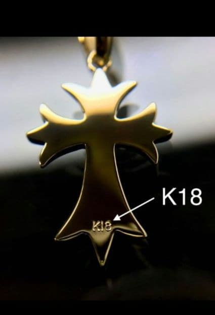 K18 金無垢 クロス ペンダントトップ 1.9g