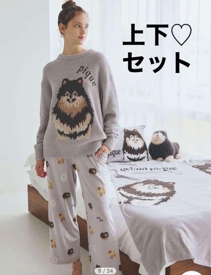 新品 ジェラートピケ ポメラニアン プルオーバー&ロングパンツ 上下