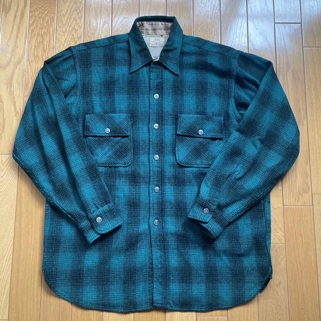 60sシアーズ ネルシャツ Sears マチ付き シャドー オンブレ - メルカリ