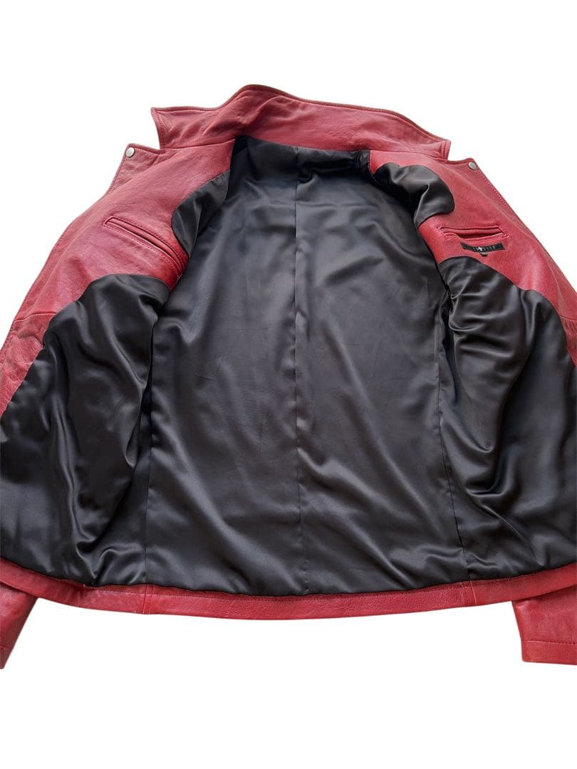 希少カラー noid ラムベジタブルWライダースジャケット レッド - メルカリ