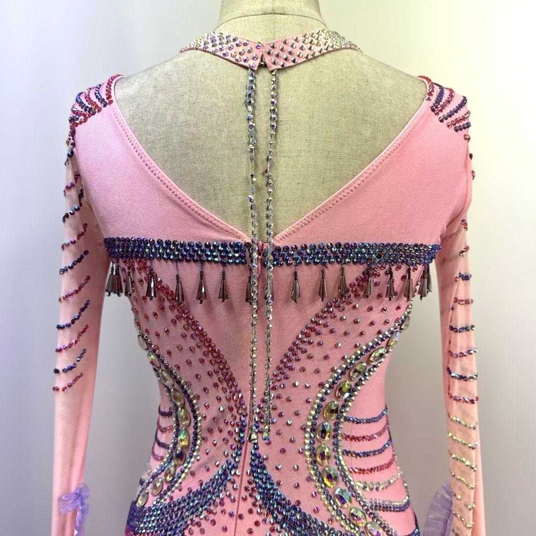 6330☆M ピンク 紫 スワロ グラデーション スタンダードドレス 社交