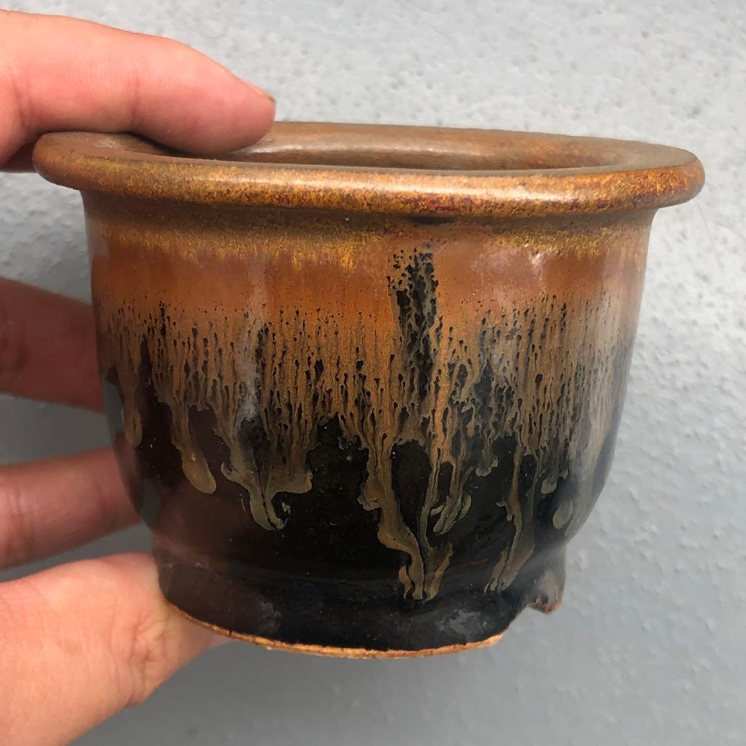 391.峯生 丸鉢3点 盆栽鉢 植木鉢 8*5.5cm