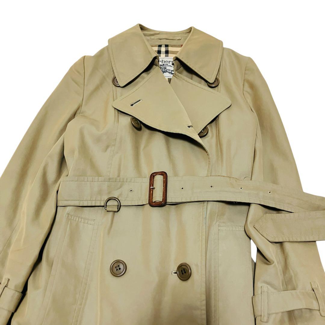 訳あり バーバリー トレンチコート ノバチェック ベルト付 ベージュ 玉虫色
