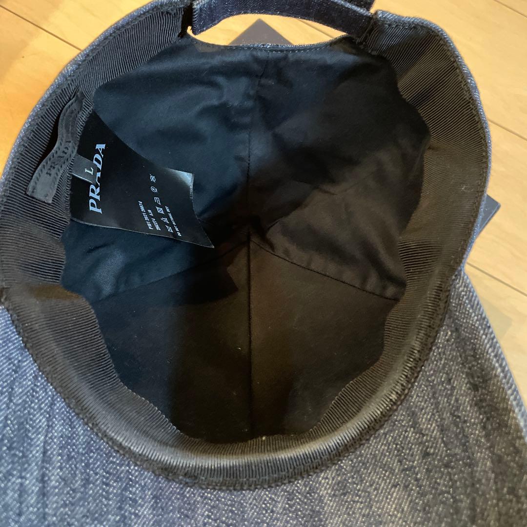 美品PRADA デニムキャップユニセックス　Lサイズ