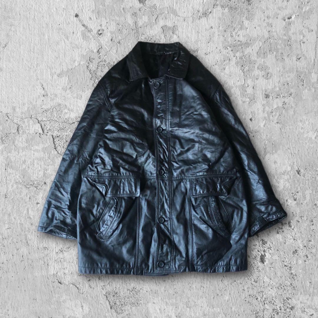 一点物】90sヴィンテージ牛革レザージャケット革ジャン本革レトロ古着