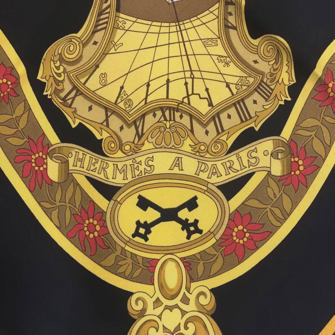 HERMES エルメス スカーフ カレ90 大判 黒 黄 ゴールド 音符 - メルカリ