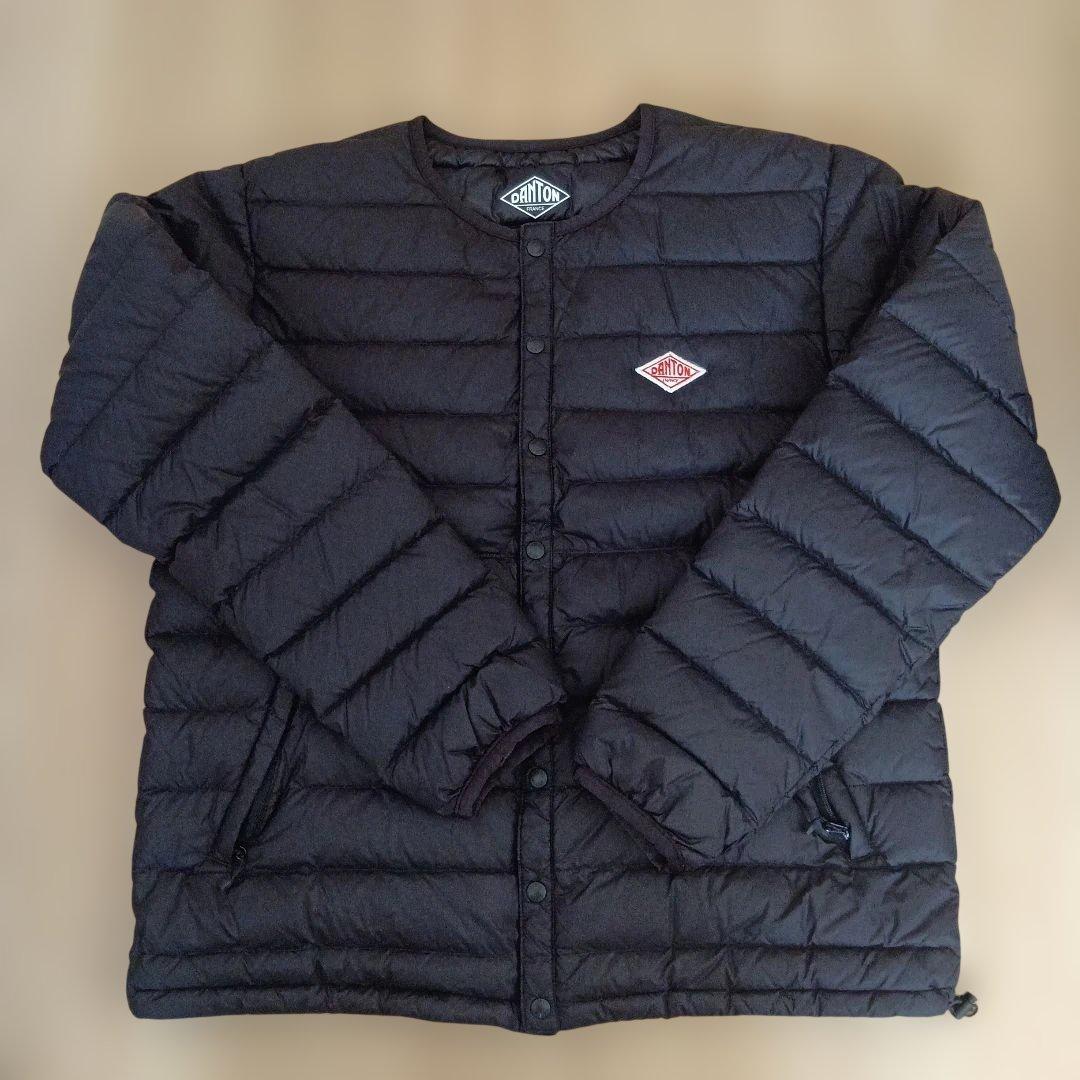 【美品】DANTON ダウン　フェザー　ブラック　38 DANTON | ポリエステルタッサー ファーフード ダウンジャケット WOMEN