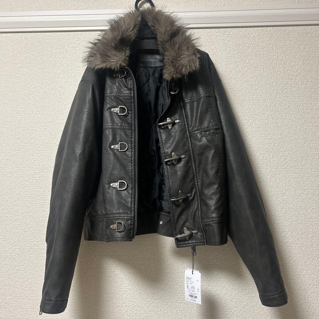 ANDER HUNK ファイヤーマンデザインファーライダースジャケット - メルカリ