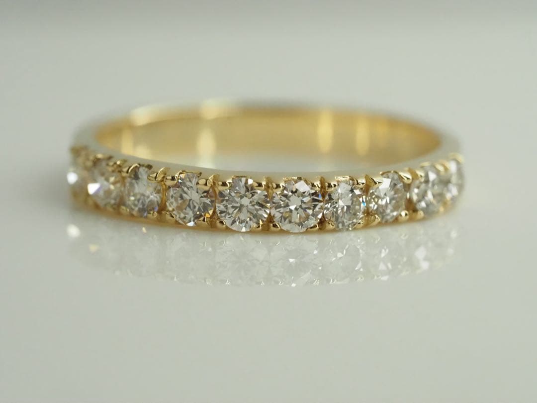 綺麗な✨0.50ct K18YG 天然ダイヤモンド ハーフエタニティリング