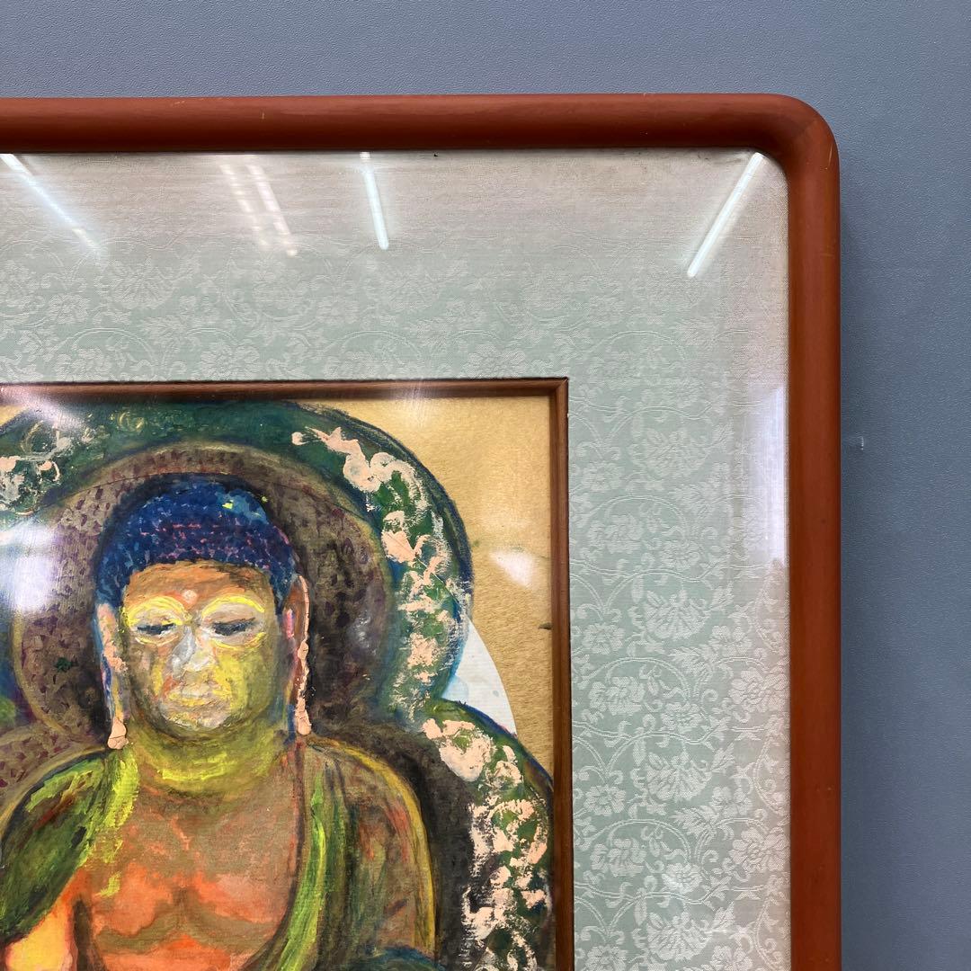 縁起物 仏像 絵画 木彫風 額装 阿弥陀如来 坐像 和モダン インテリア 壁掛け