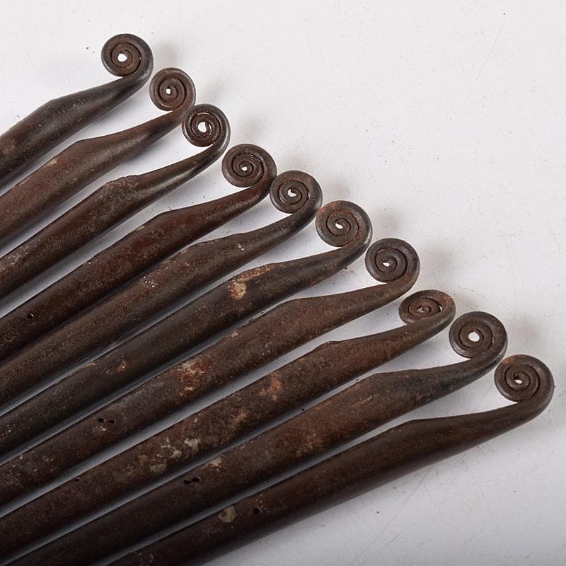 茶道具 釜師 木越三右衛門作 打出し 蕨頭 鉄火箸 五組 共箱 D R8281