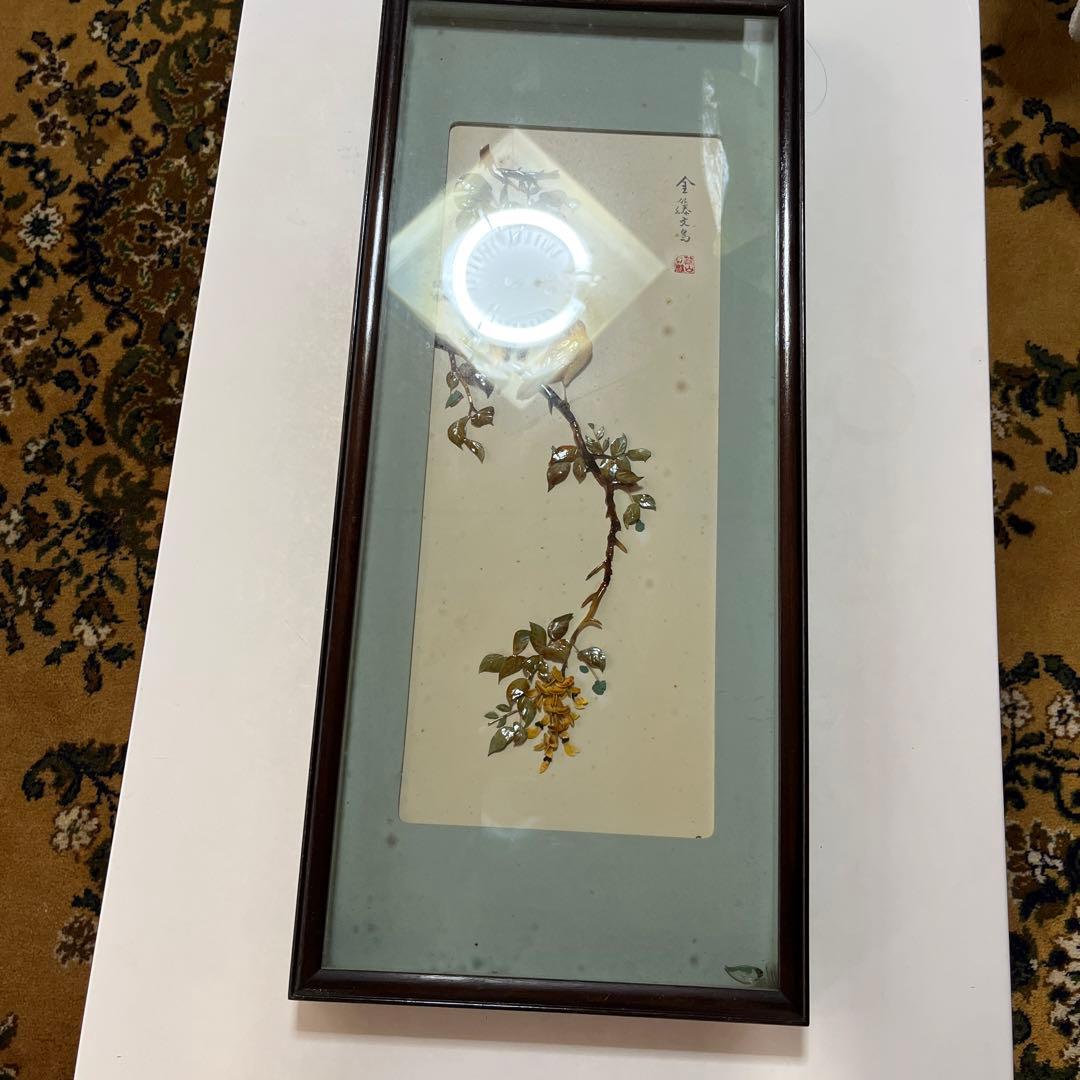 中国珍珠貝画　貝細工芸術品　中国美術 中国珍珠貝彫画 貝細工 ［大連］アート 芸術品 美術品 玉石 中国美術