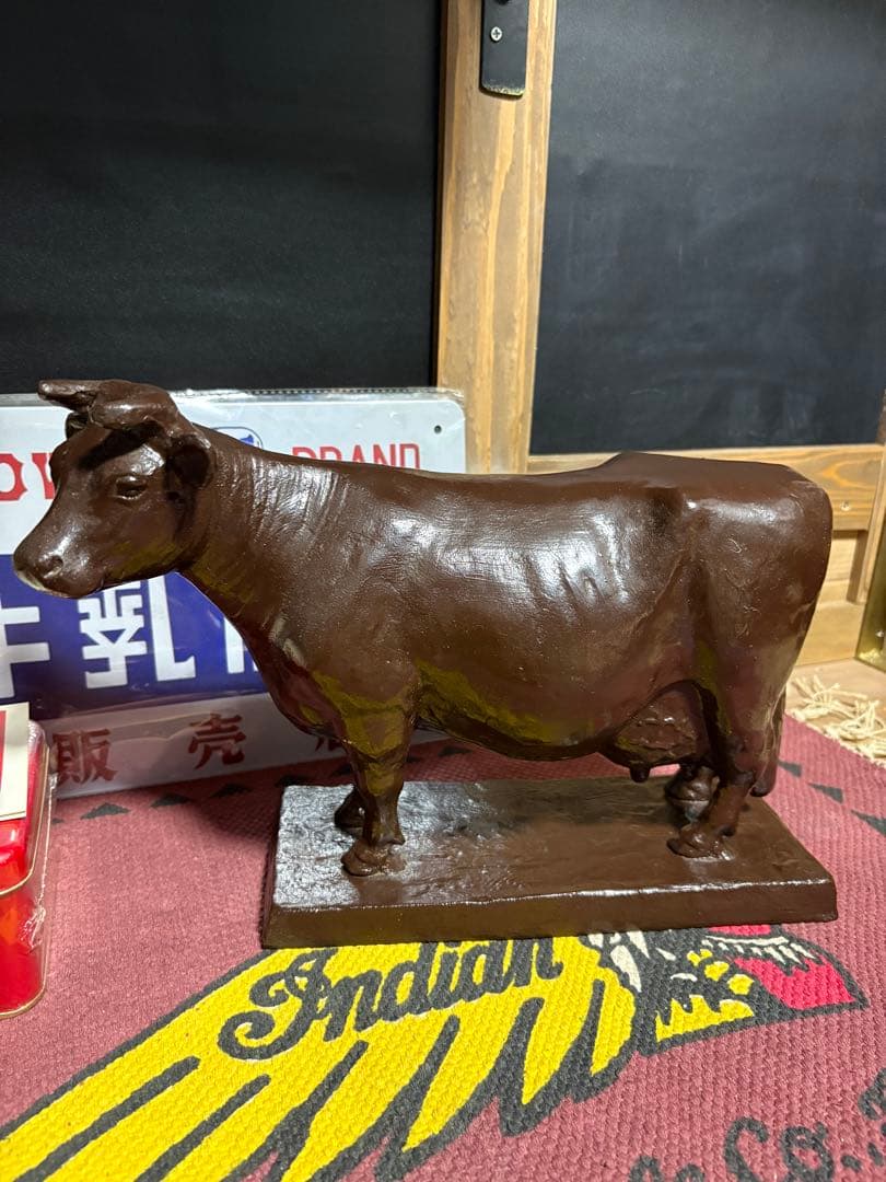 ★牛乳石鹸★牛★置物★赤★ブリキ缶★ボックス★広告ブリキ看板★赤・青石鹸★2個★