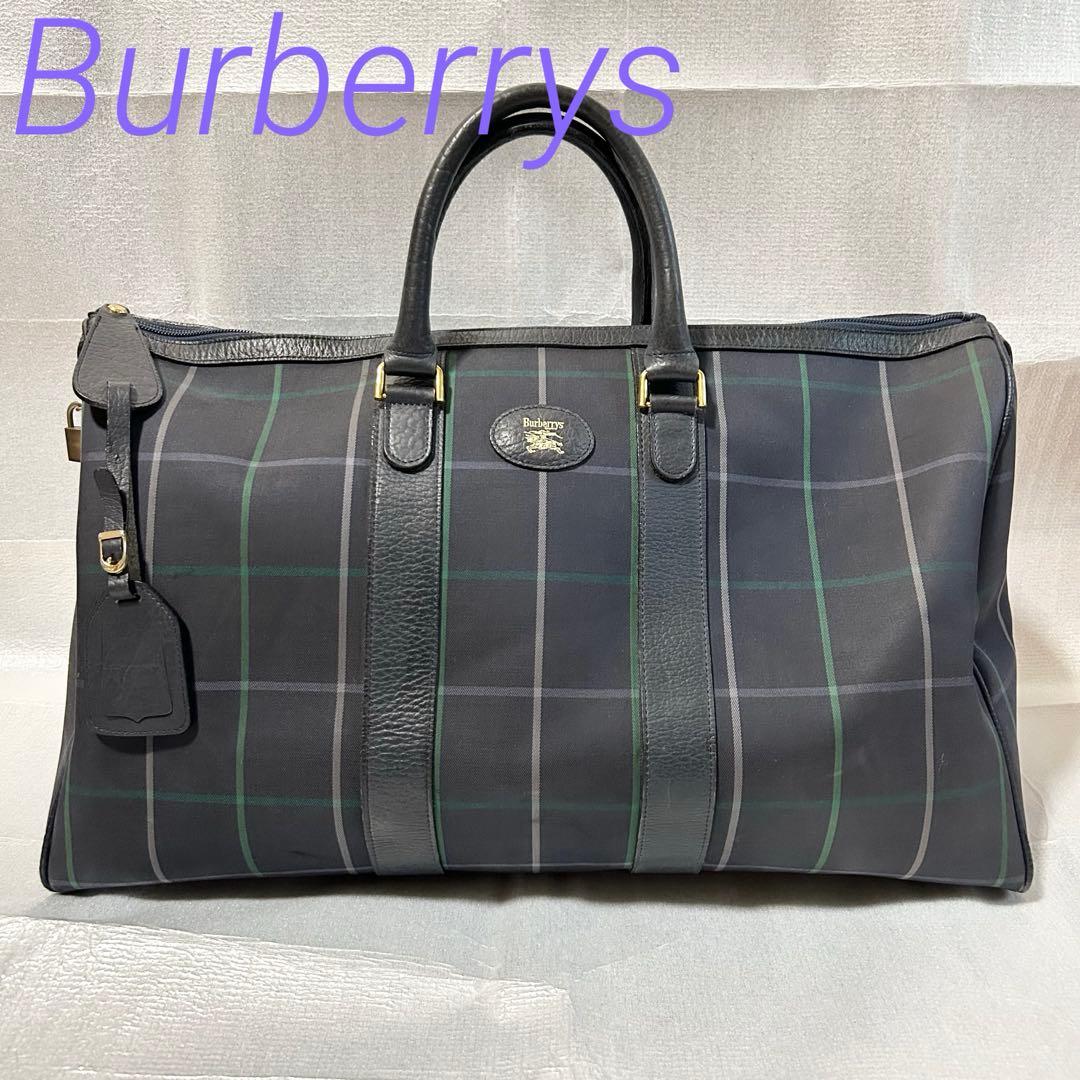 Burberrys バーバリー キャンバス チェック柄 ボストンバッグ トラベル 大容量】 Burberrys バーバリー ボストンバッグ チェックビンテージ 鍵