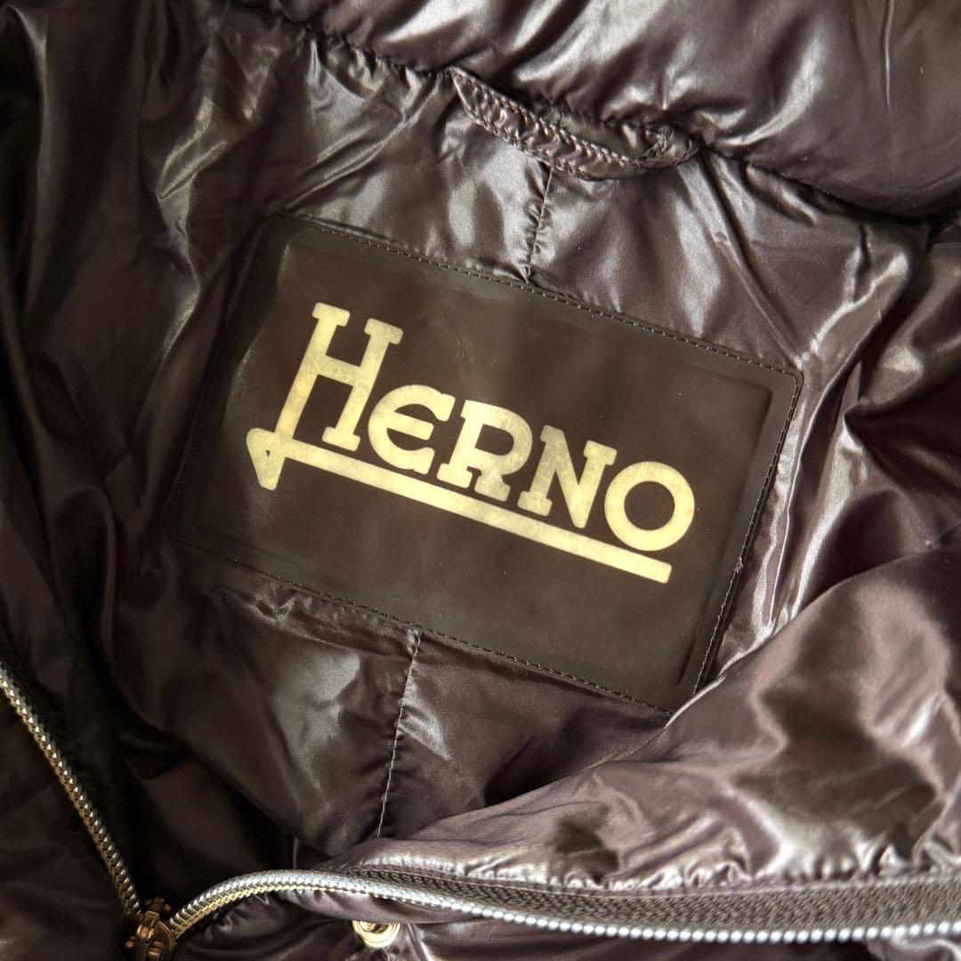 人気 ヘルノ HERNO フードファー＆ベルト付き ロングダウンコート