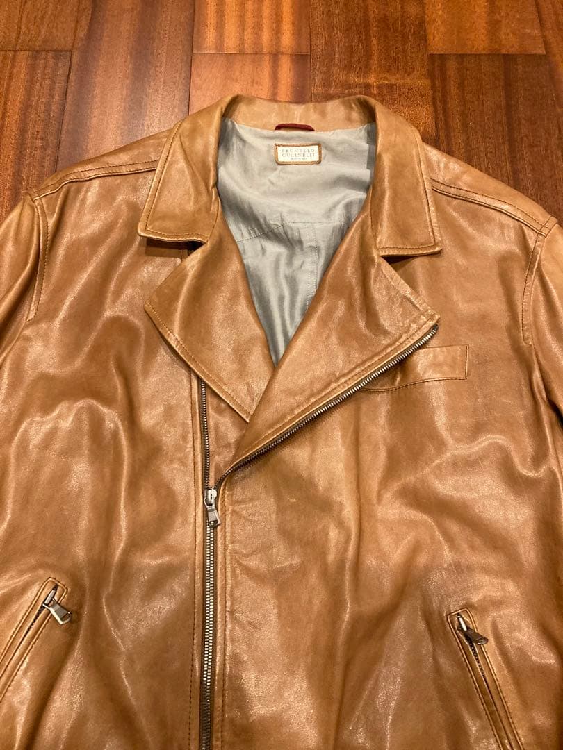 定価100万円】ブルネロクチネリ ダブルライダースジャケット レザー