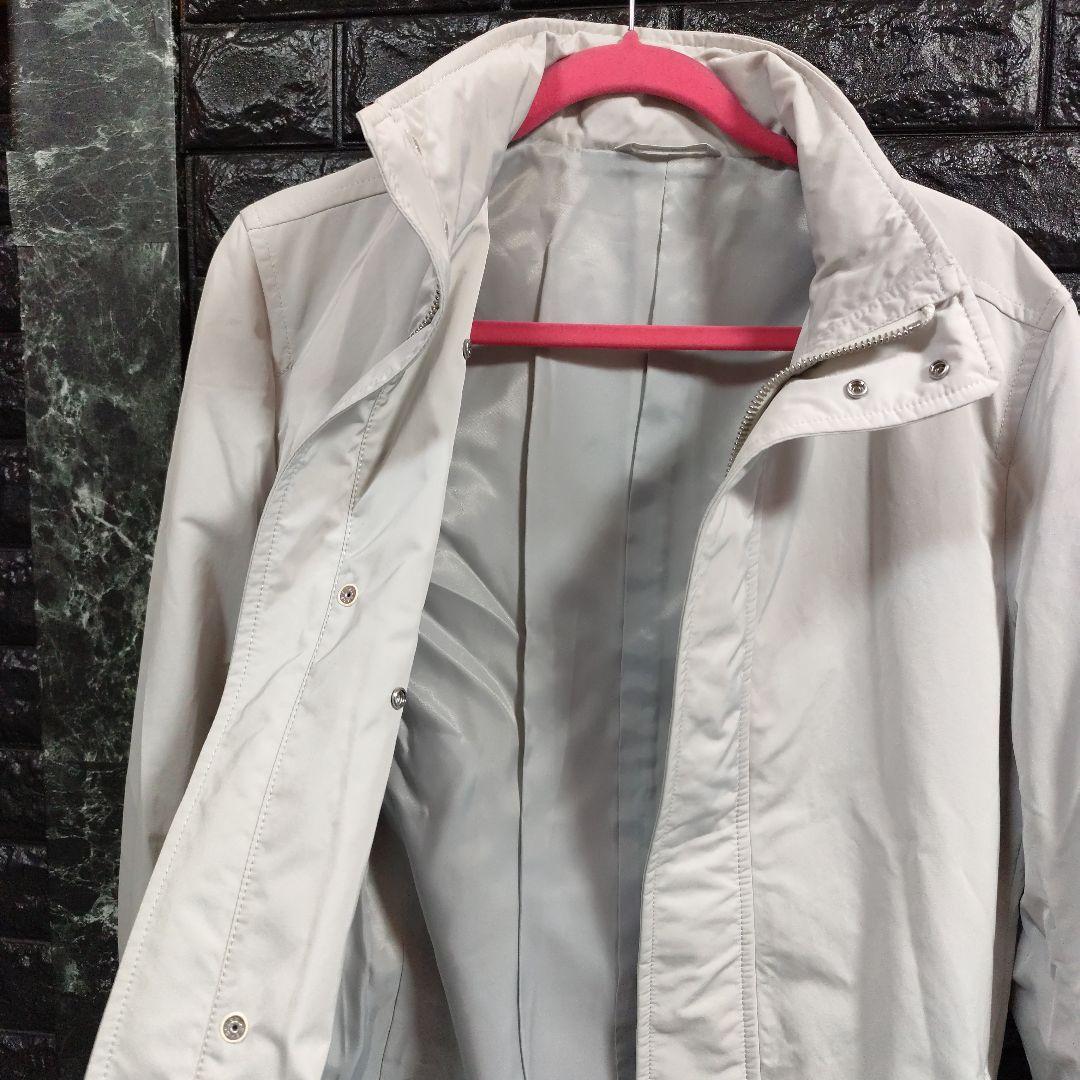未使用品アルチザンホワイト ベルト付きトレンチコートライナ牛革襟