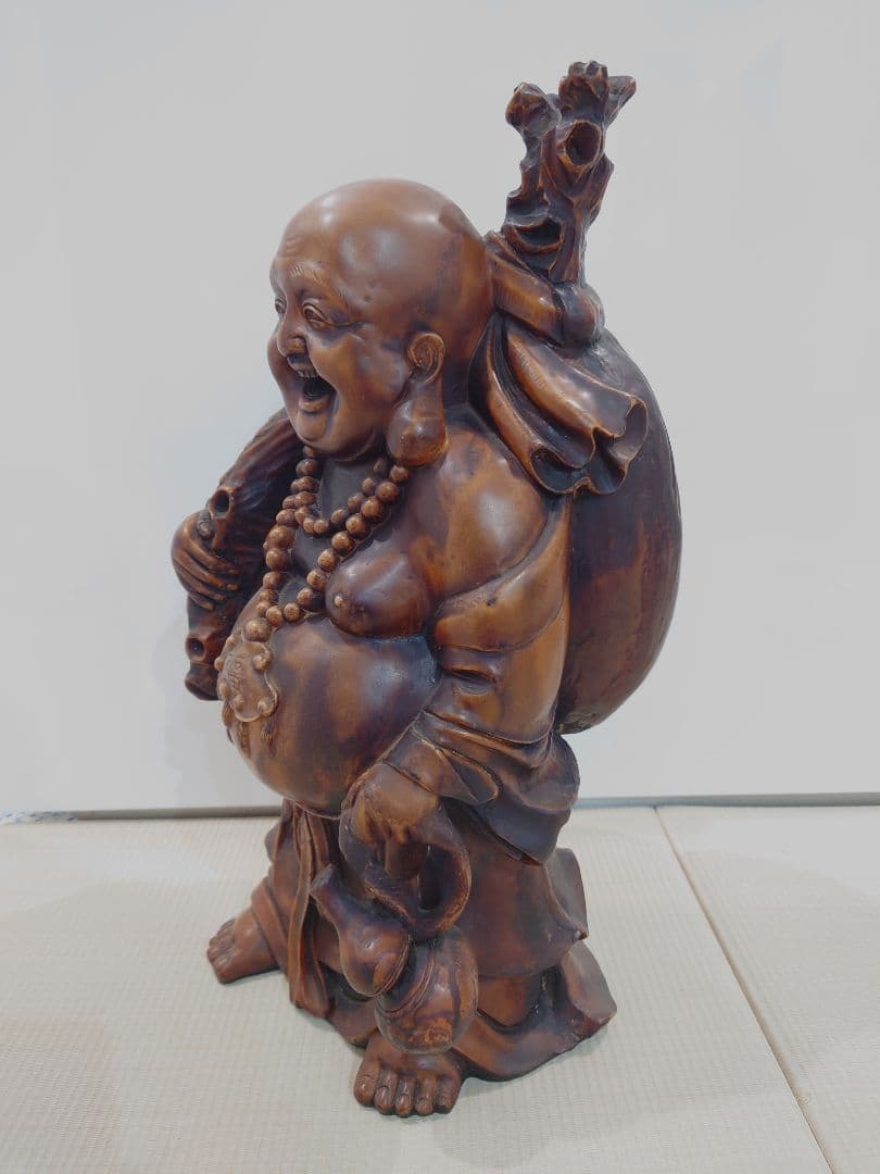 中国古玩 木彫り 布袋像 黄○袋 高さ61㎝ 重量約15㎏ - メルカリ