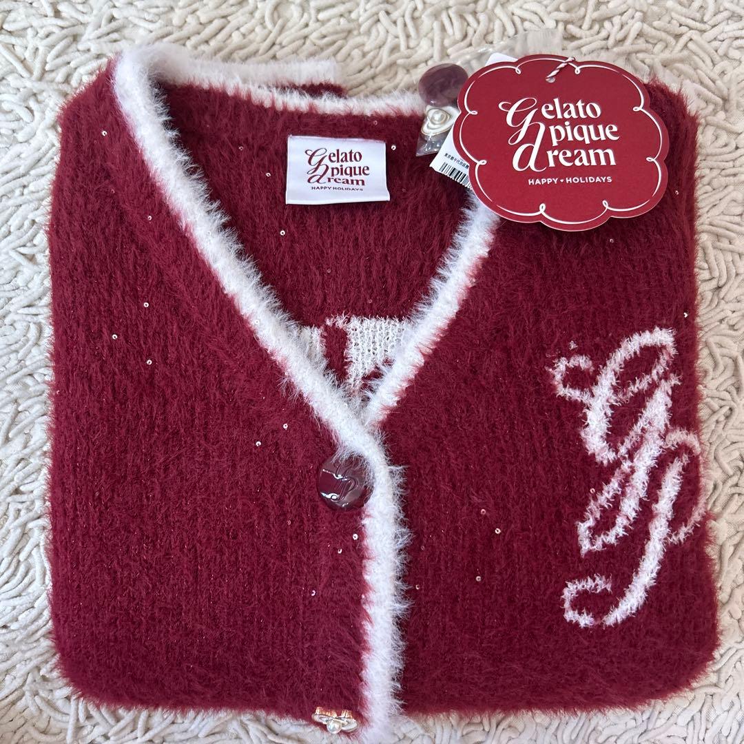 ジェラートピケ ラメフェザーカーディガン&ロングパンツ 上下セット