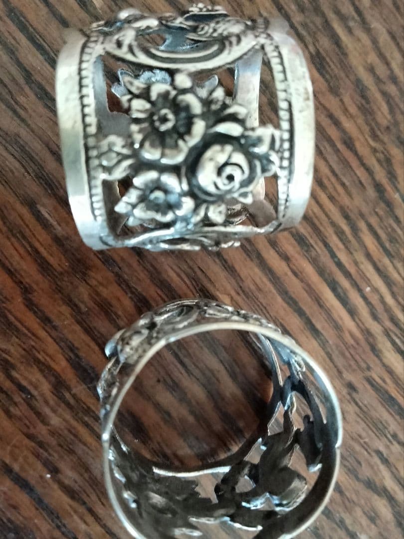 最終価格835シルバー.ナプキンリング、ヒルデスハイムの薔薇、天使