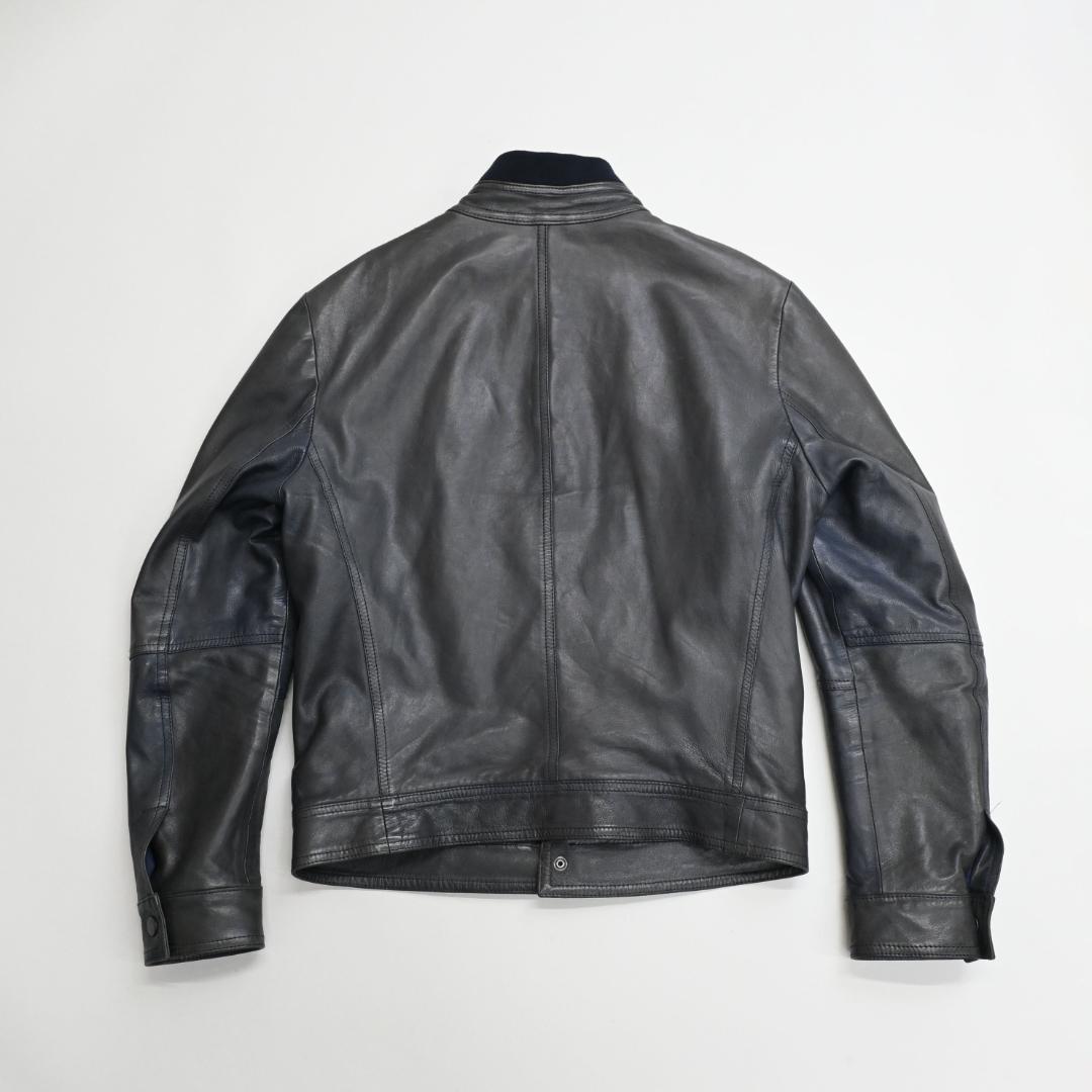 EMMETI BEAMS別注 シングルライダース ロウ引き加工 ダークネイビー