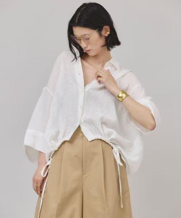 新品 25ss Curensology リネンドロストシャツ ホワイト - メルカリ