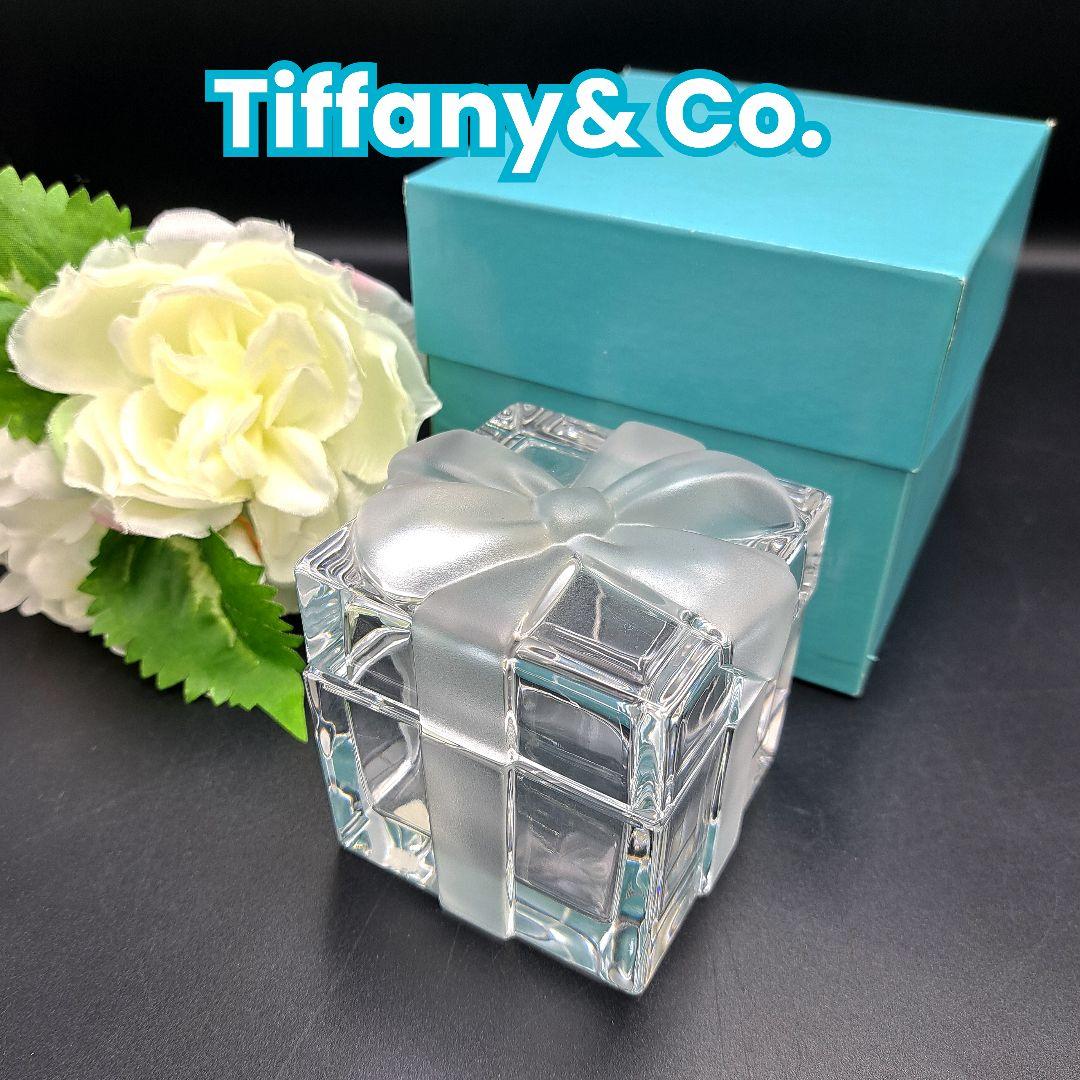 【美品】TIFFANY ティファニー クリスタル リボンボックス 小物入れ TIFFANY&Co.（ティファニー） 未使用 小物入れ 陶器 リボン TIFFANY