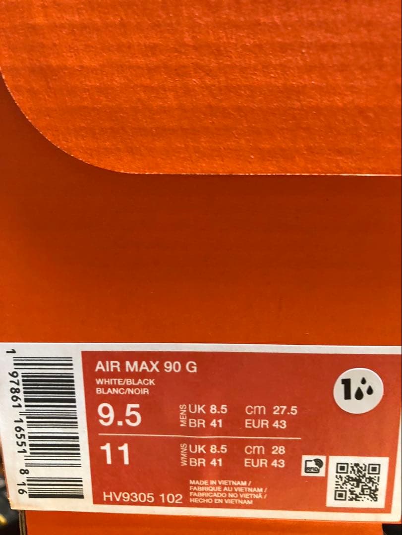 新品 27.5cm ナイキ エアマックス 90 G ゴルフシューズ 黒タグ 白